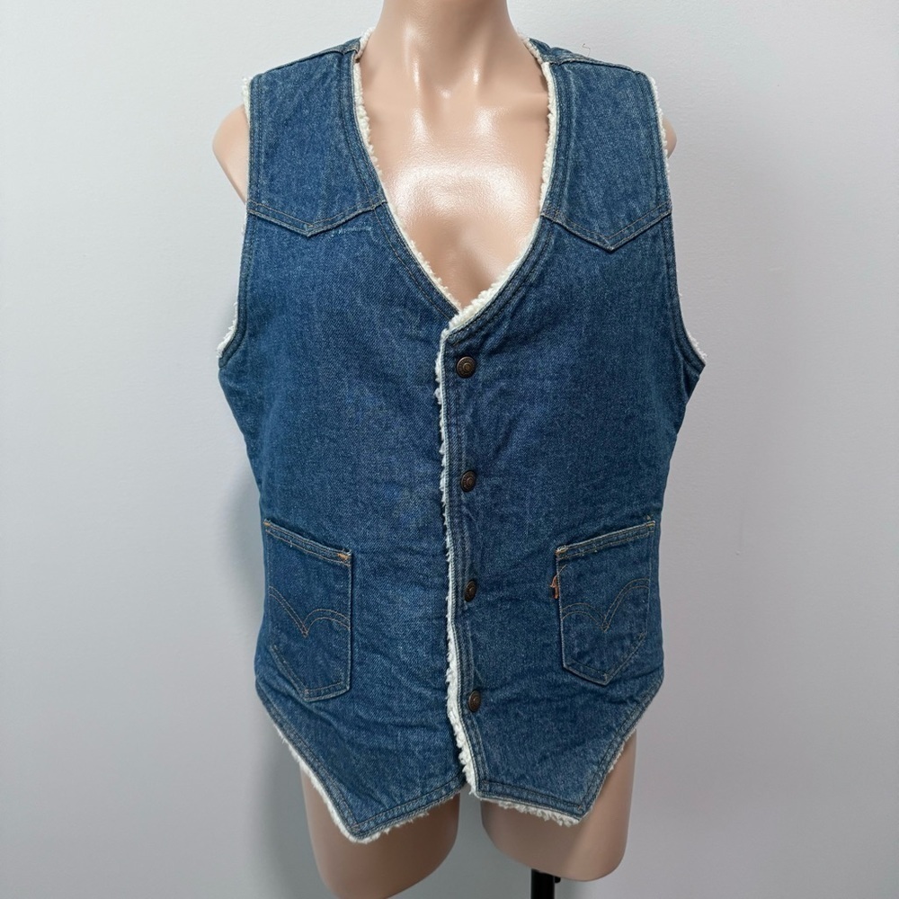 Levi’s Orange Tab 1970s Denim Vest Sherpa Lined Medium Vintage